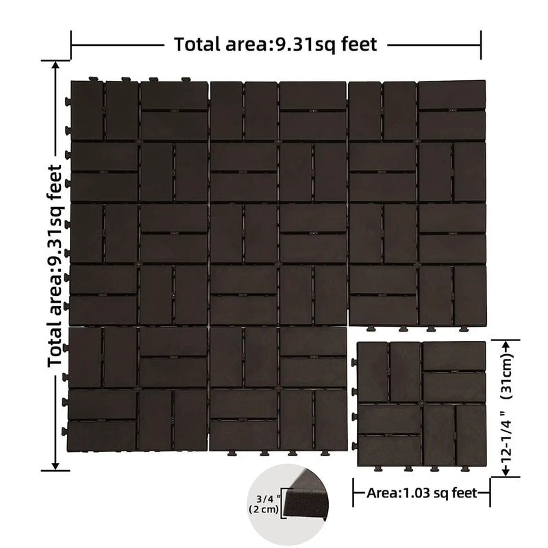 Patio Interlocking Deck Tiles - 12"x12" Composite Flooring by HouseOfZazla