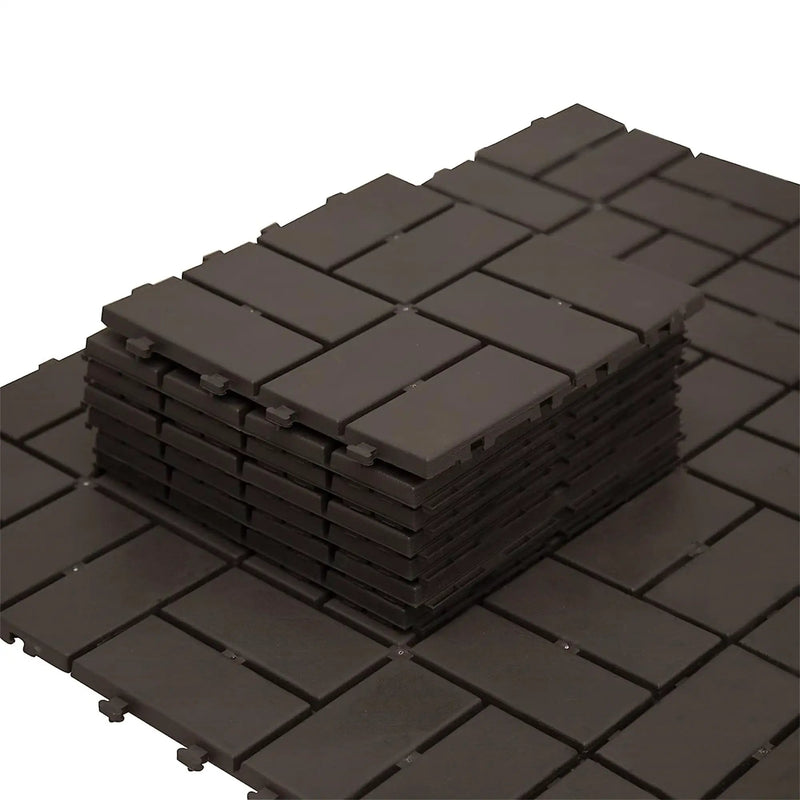 Patio Interlocking Deck Tiles - Brown (Pack of 9) by HouseOfZazla