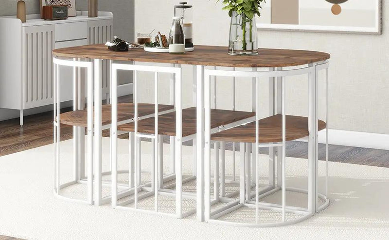 TOPMAX Modern 7-Piece Dining Table Set with Faux Marble Top by HouseOfZazla