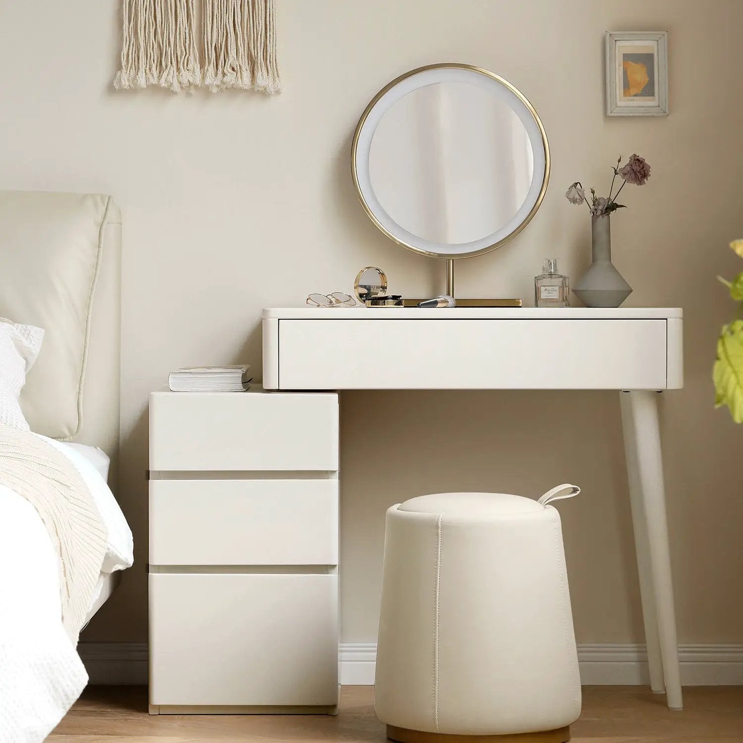 Solid Liriodendron Wood Dresser Table with Stool by HouseOfZazla