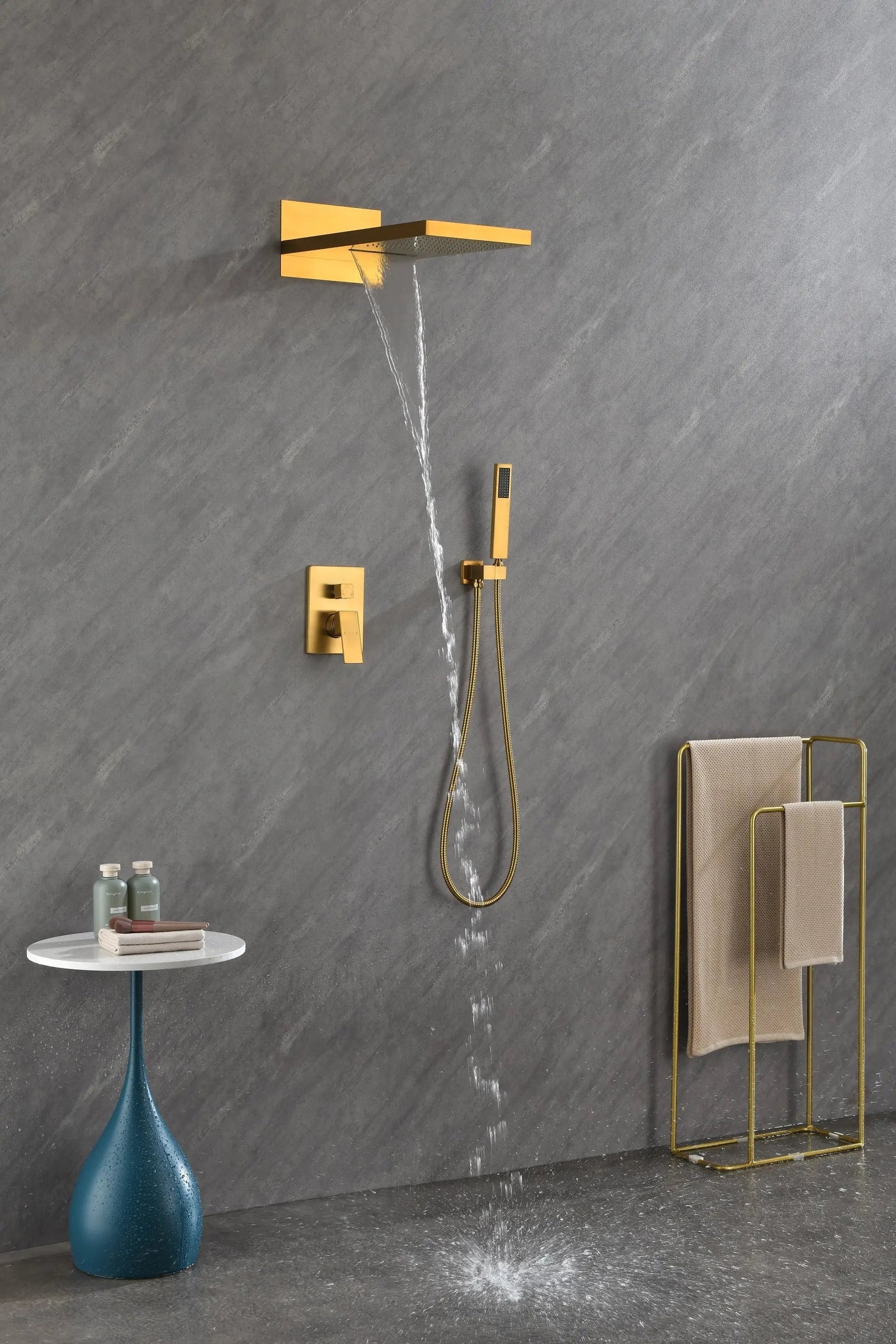 Wall Mounted Shower System with Handheld and Rainfall Head by HouseOfZazla