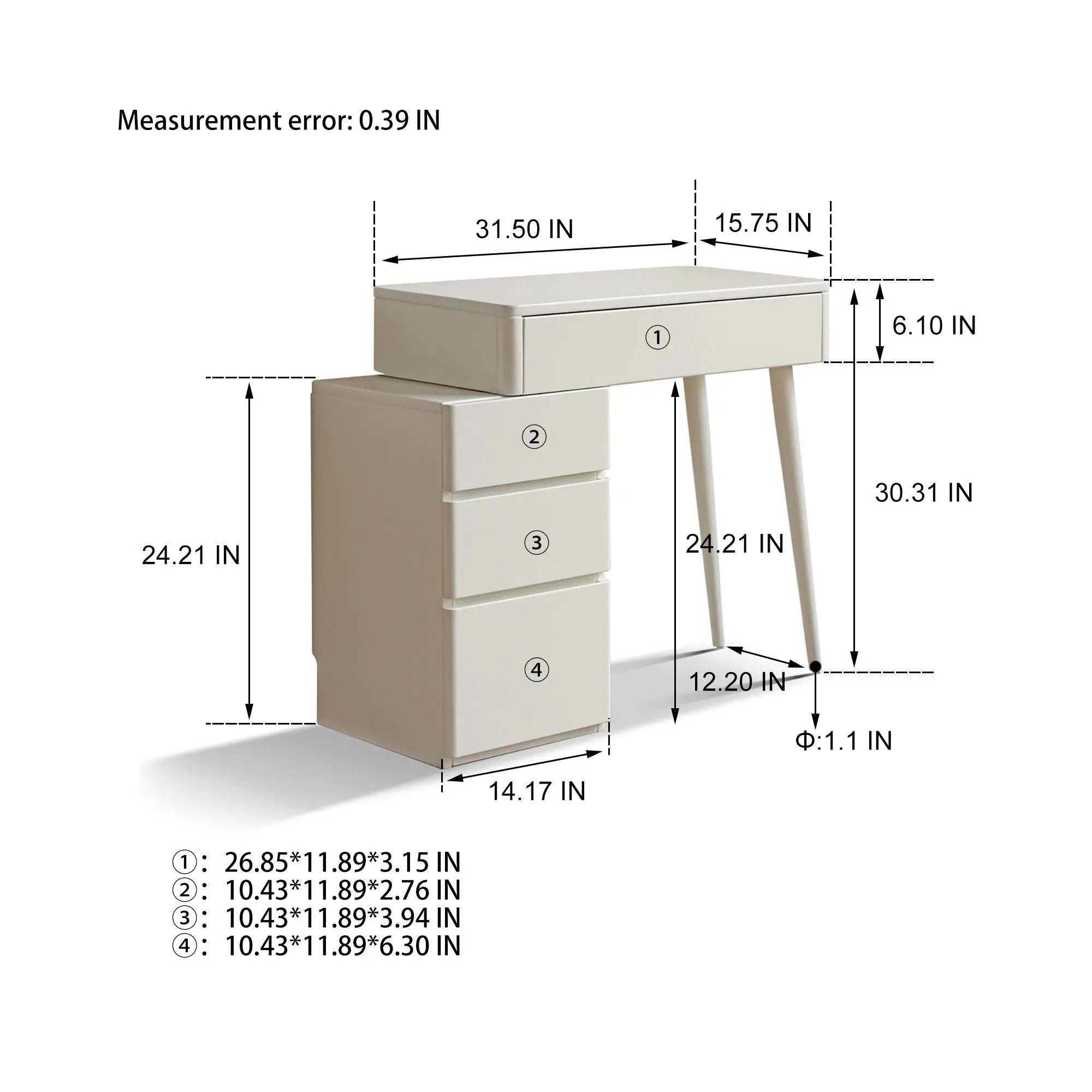 Solid Liriodendron Wood Dresser Table with Stool by HouseOfZazla
