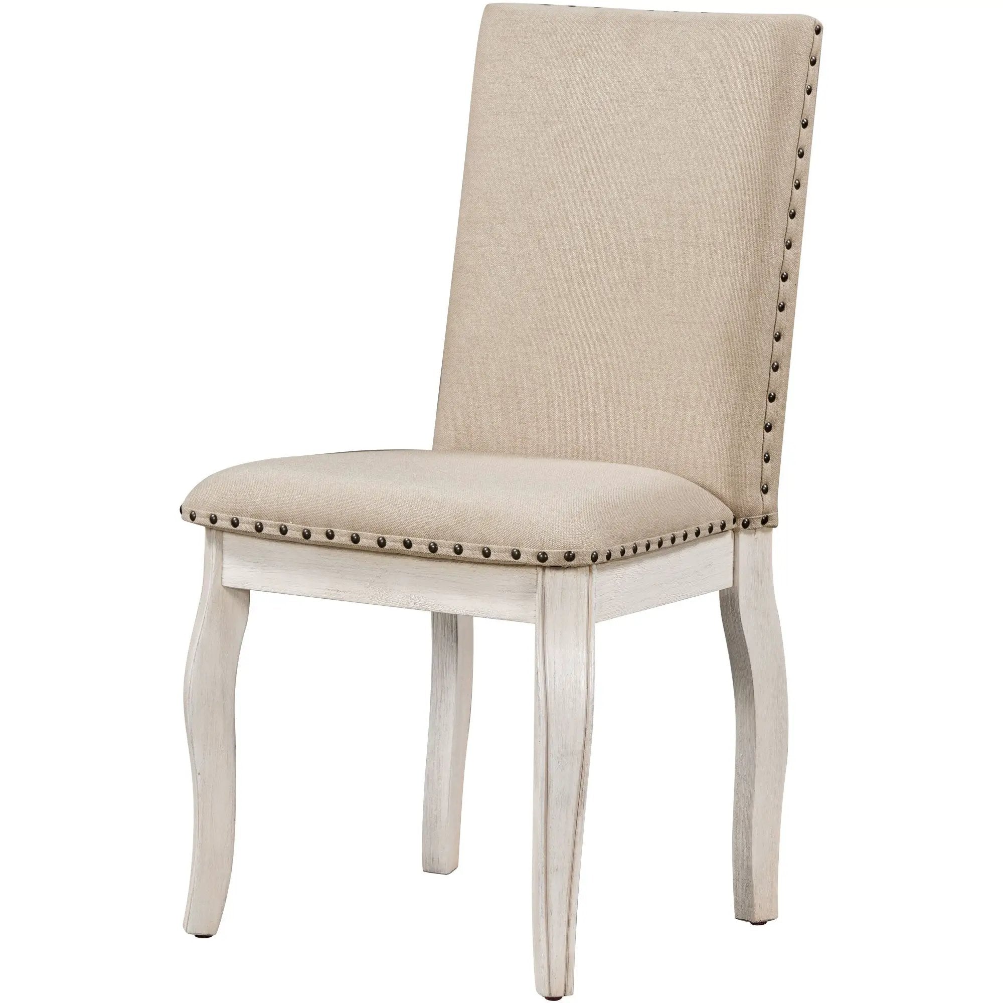 TREXM Set of 2 Dining Chairs - Wood Upholstered with Nailhead by HouseOfZazla