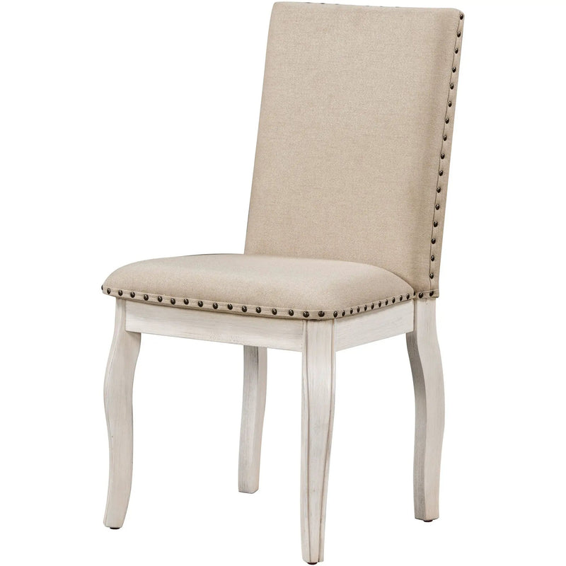 TREXM Set of 2 Dining Chairs - Wood Upholstered with Nailhead by HouseOfZazla