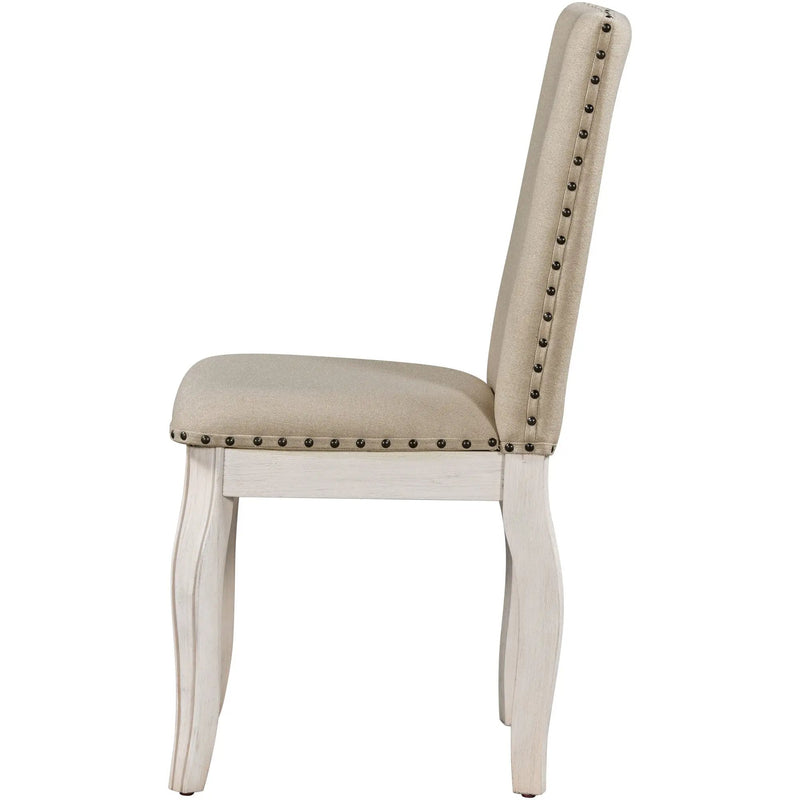 TREXM Set of 2 Dining Chairs - Wood Upholstered with Nailhead by HouseOfZazla