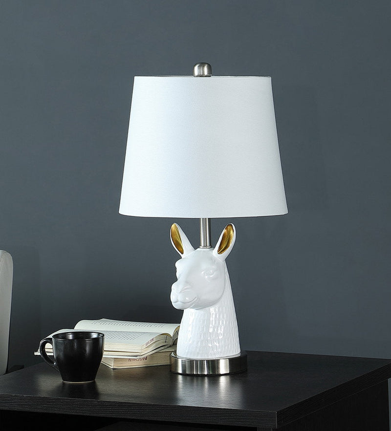 Silver Brush Nickel Table Lamp with White Llama Bust - Silver/White, photo 2 of 4