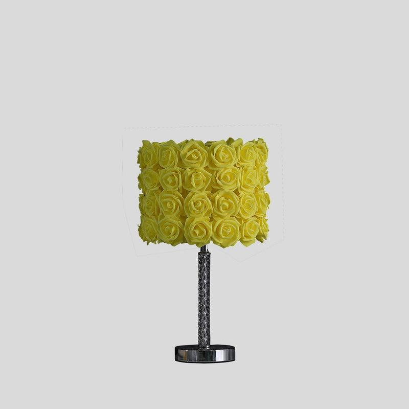 18.25" Table Lamp with Yellow Drum Shade and Twisted Acrylic Body
