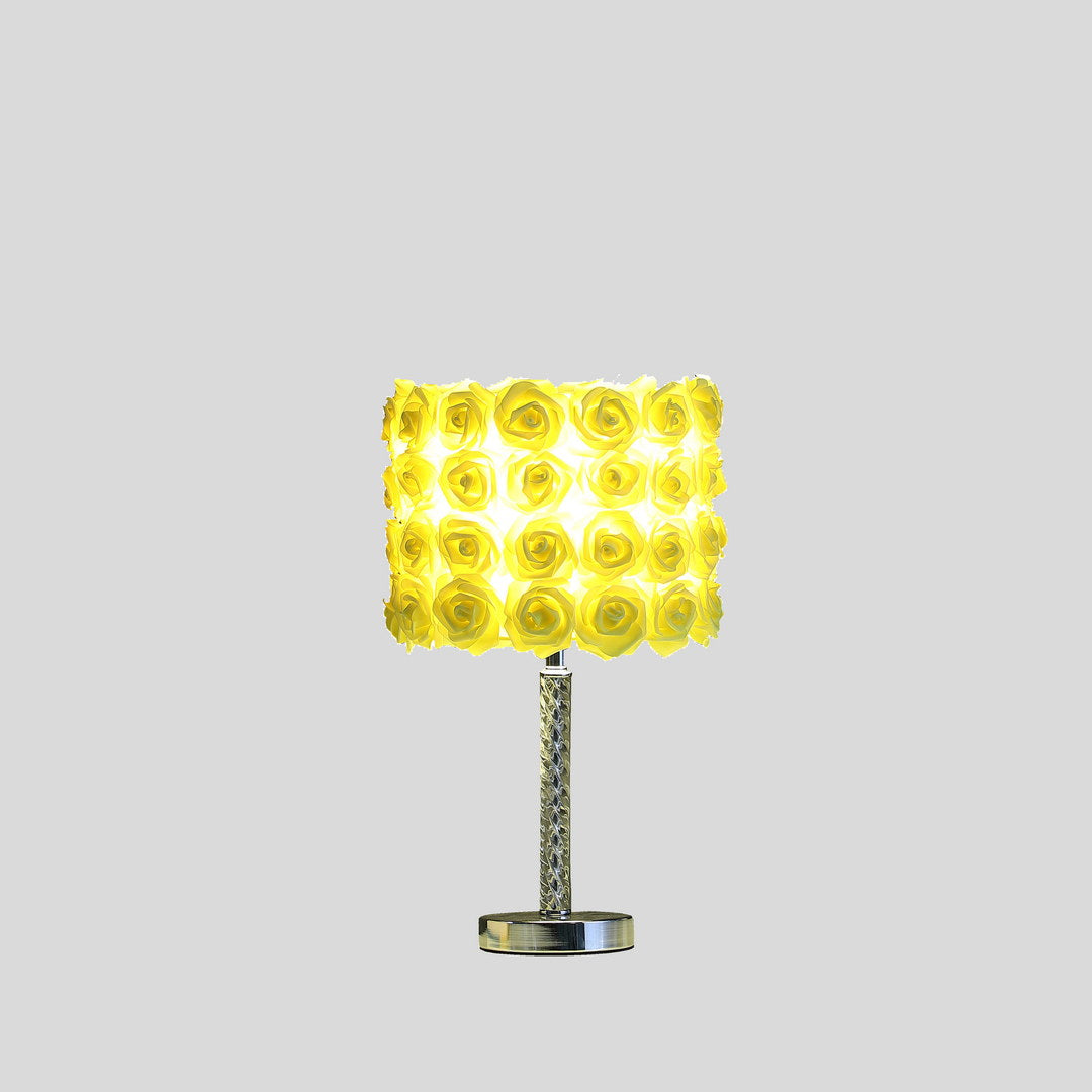18.25" Table Lamp with Yellow Drum Shade and Twisted Acrylic Body, photo 2 of 5