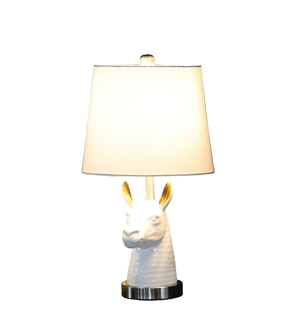 Silver Brush Nickel Table Lamp with White Llama Bust - Silver/White, photo 4 of 4