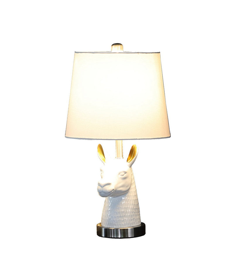 Silver Brush Nickel Table Lamp with White Llama Bust - Silver/White, photo 4 of 4
