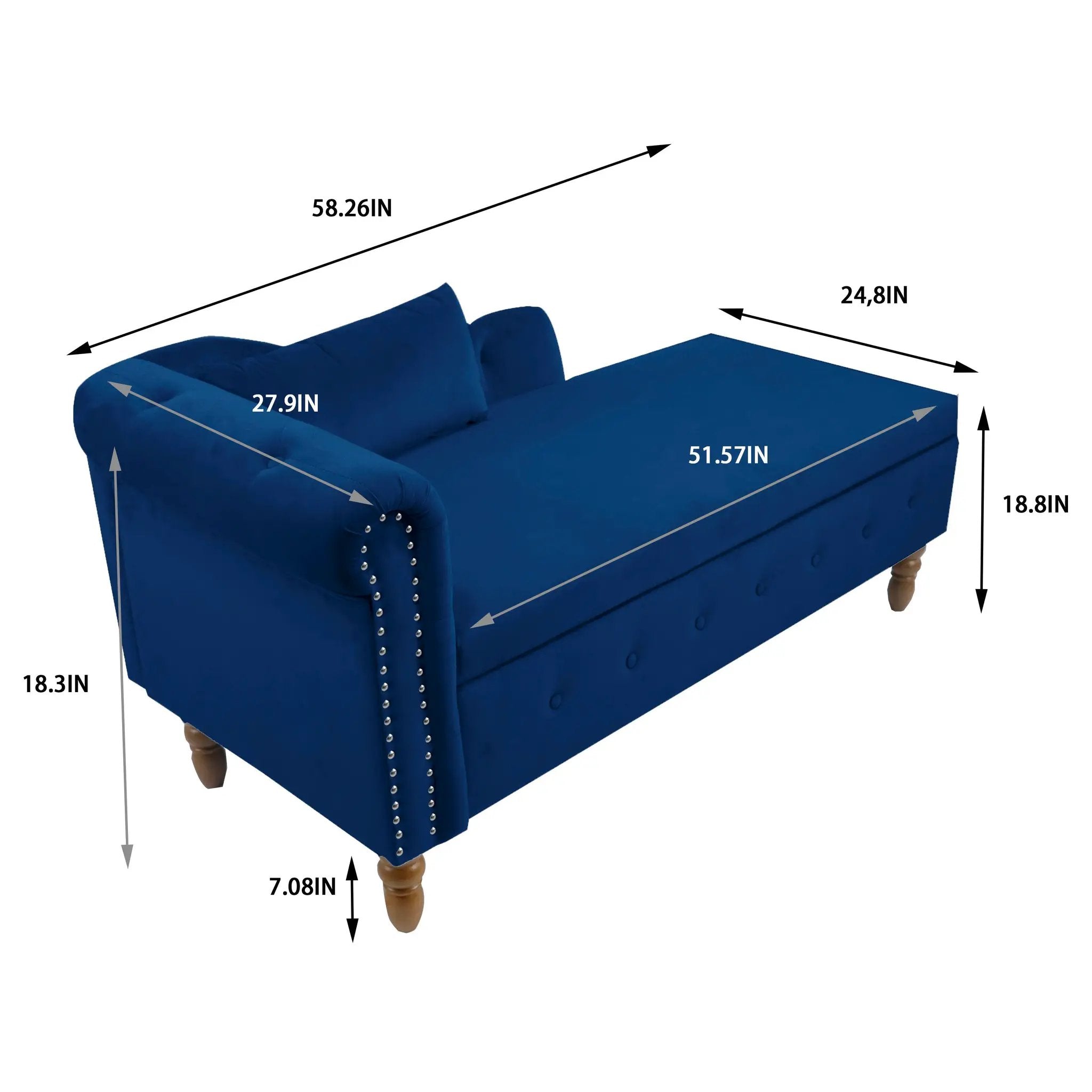 Navy Velvet Chaise Lounge by HouseOfZazla