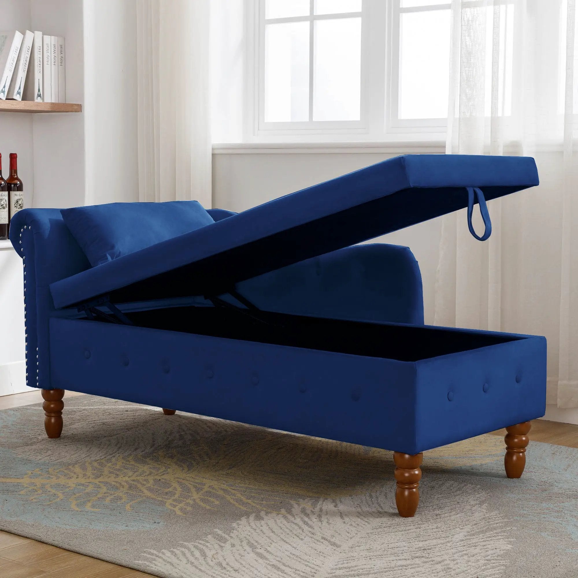 Navy Velvet Chaise Lounge by HouseOfZazla