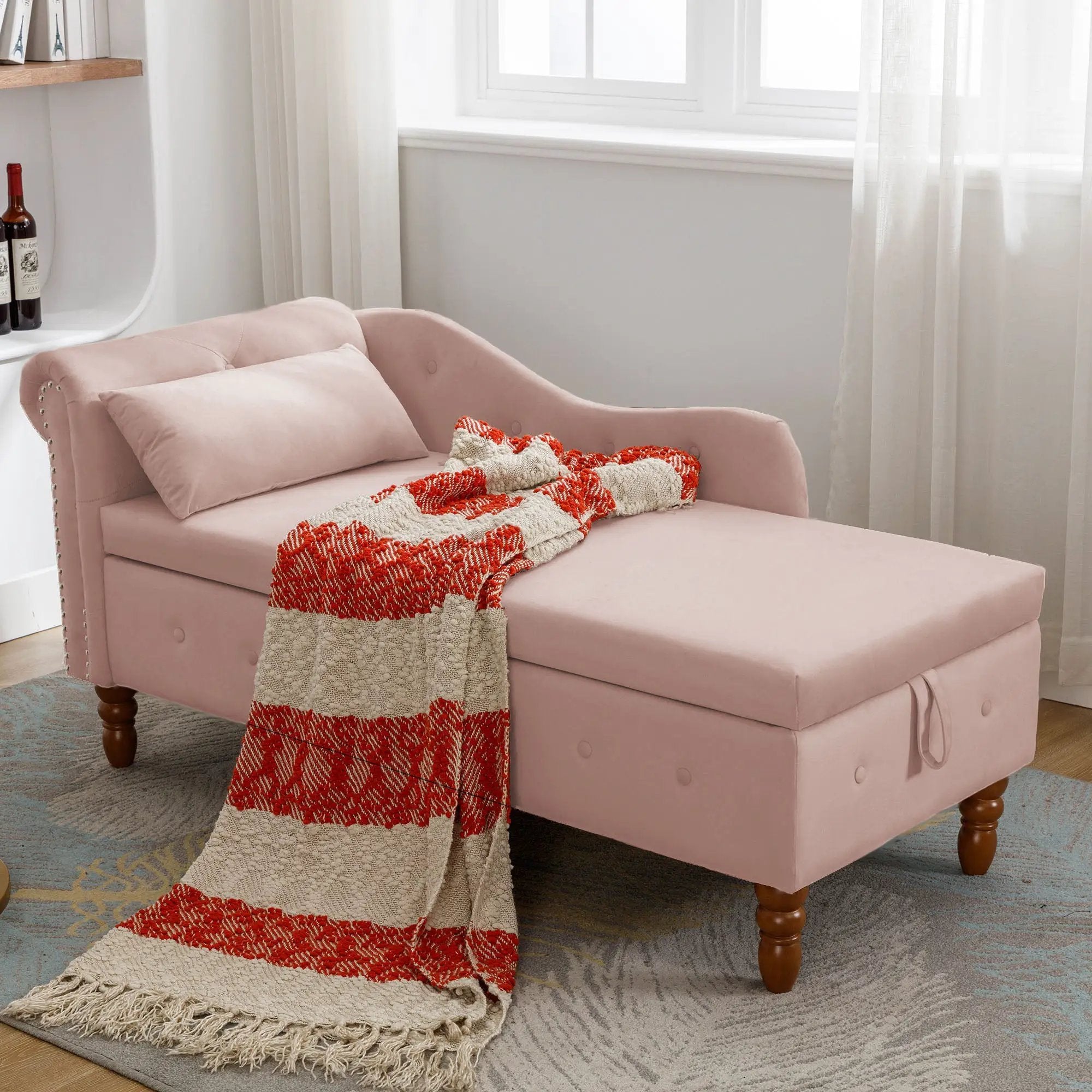 Pink Chaise Lounge Indoor Velvet Lounge Chair by HouseOfZazla