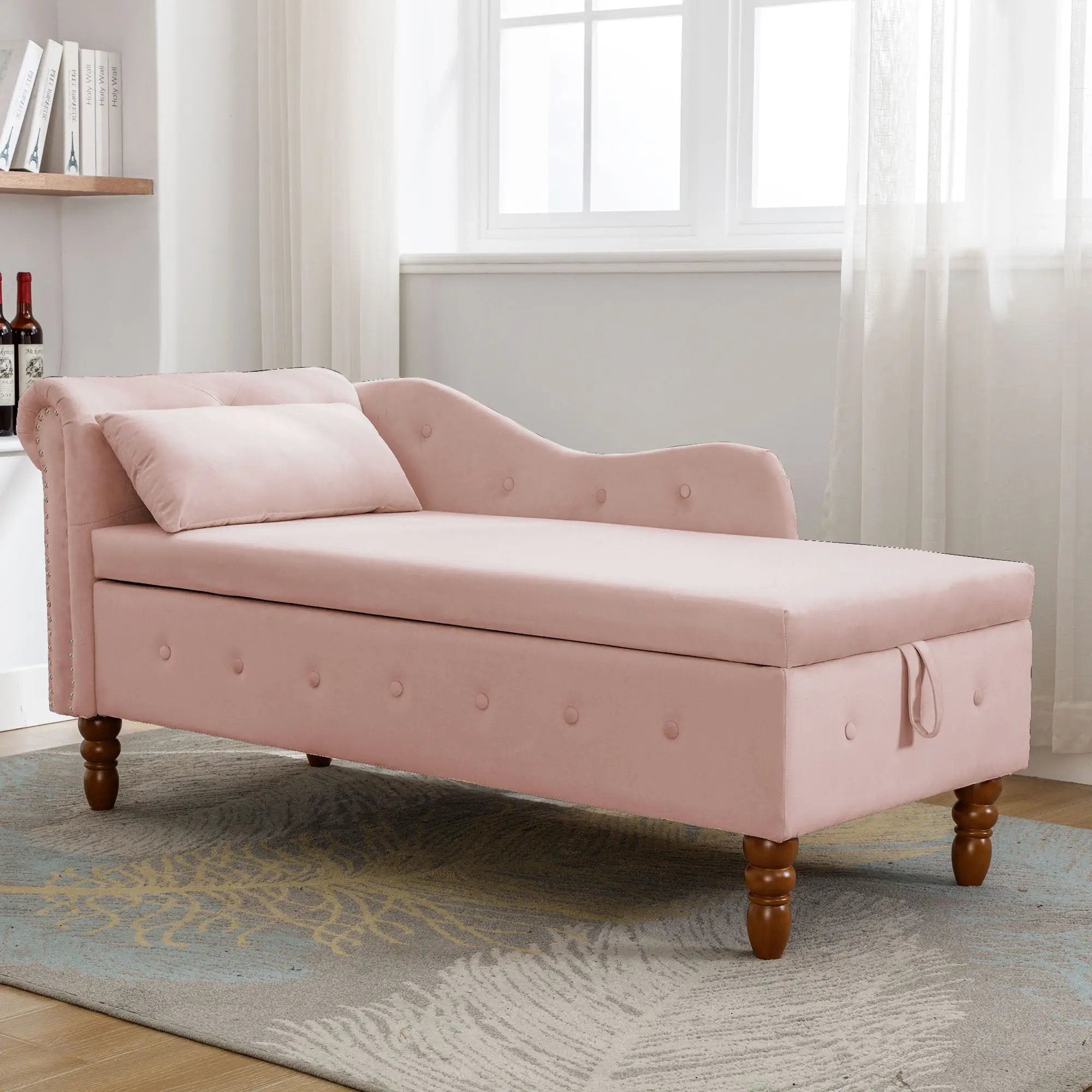 Pink Chaise Lounge Indoor Velvet Lounge Chair by HouseOfZazla