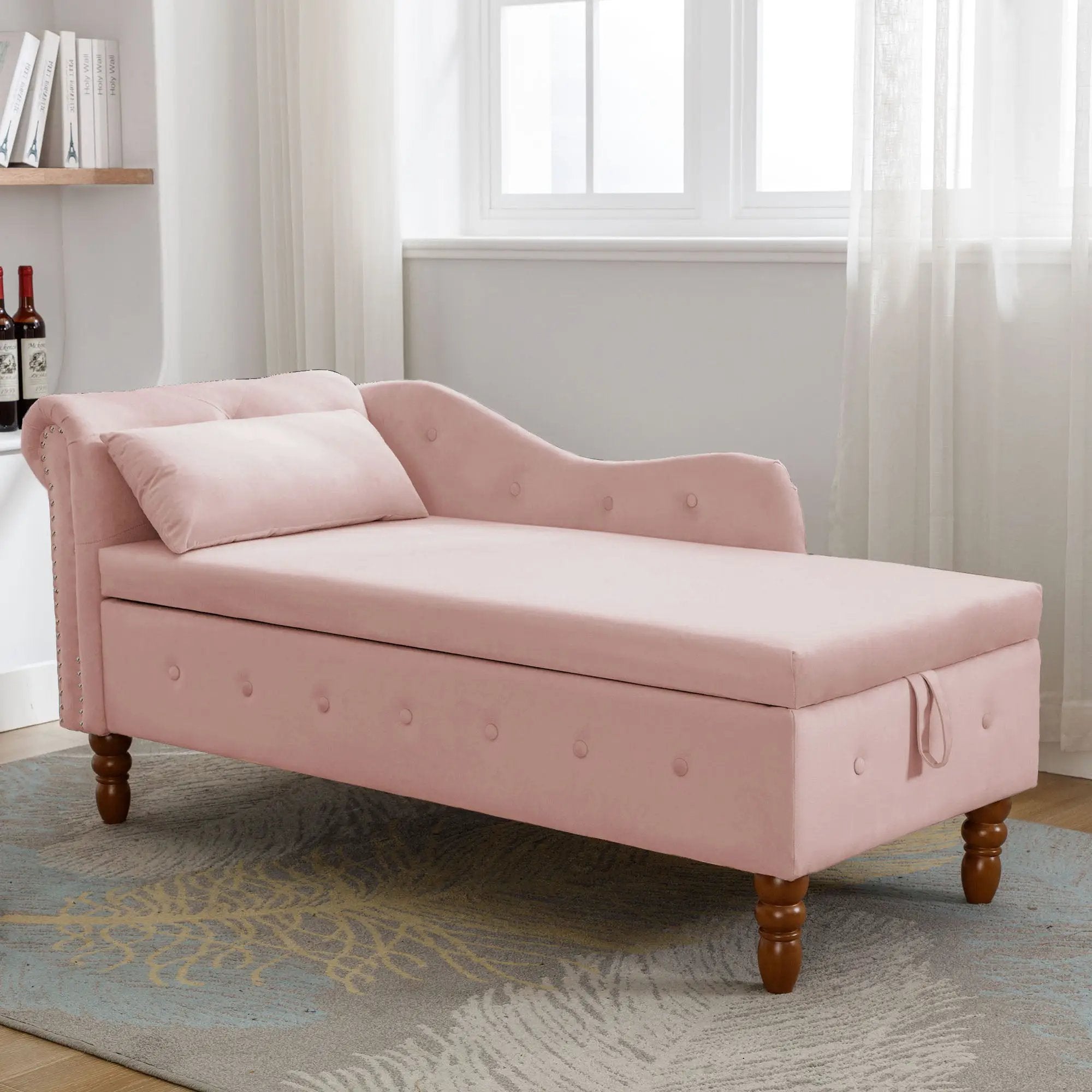 Pink Chaise Lounge Indoor Velvet Lounge Chair by HouseOfZazla