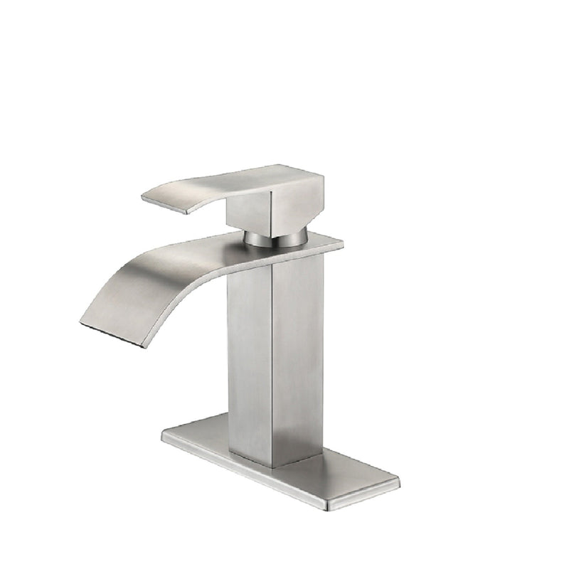 Waterfall Spout Bathroom Faucet, Single Handle Vanity Sink Faucet by HouseOfZazla