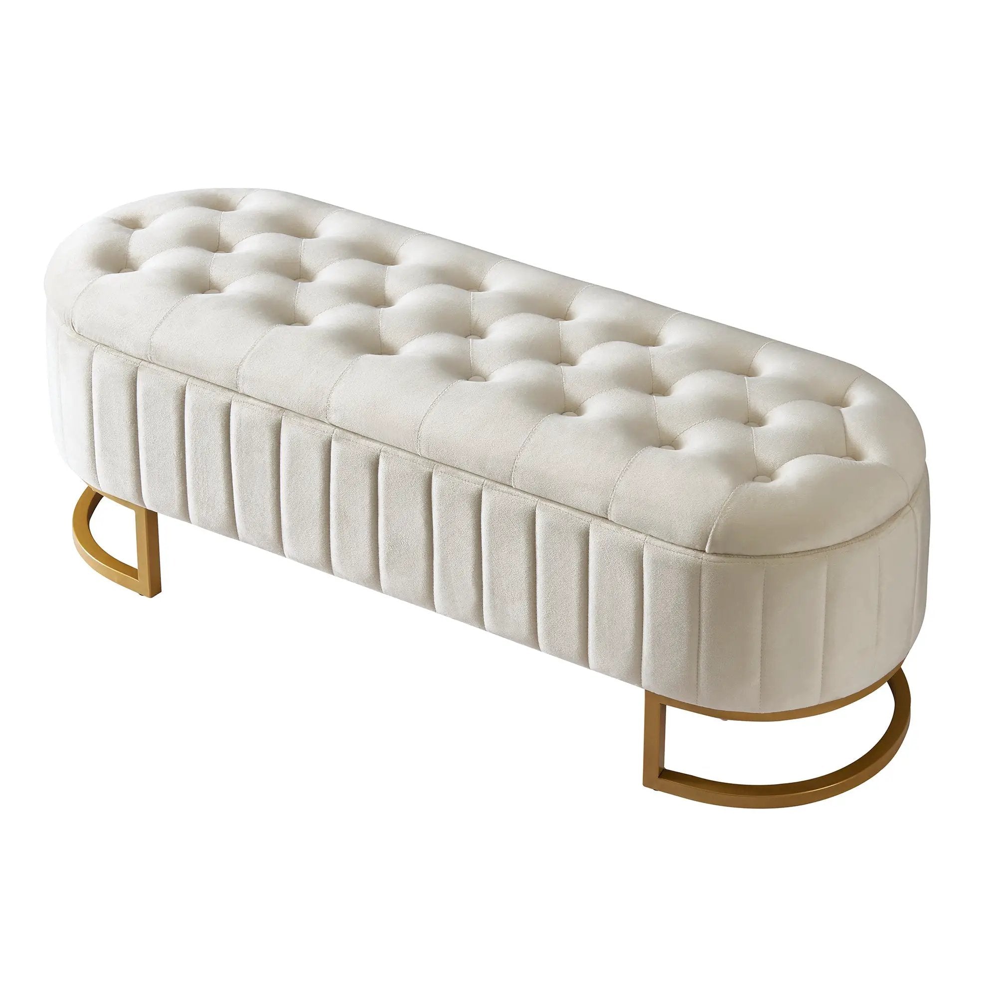 Elegant Upholstered Velvet Storage Ottoman by HouseOfZazla