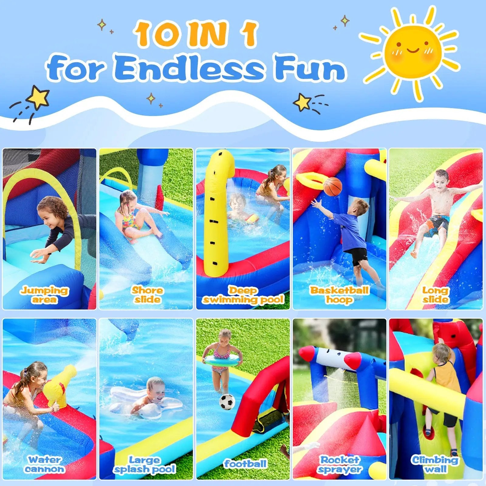 10 in1 Inflatable Slide Water Park and Bouncing House by HouseOfZazla