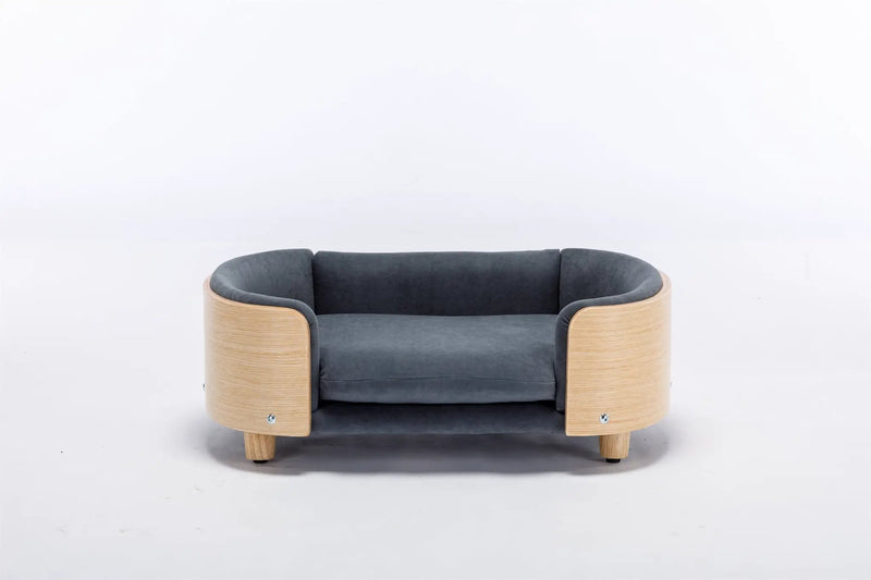 Scandinavian Style Elevated Dog Bed with Velvet Cushion by HouseOfZazla