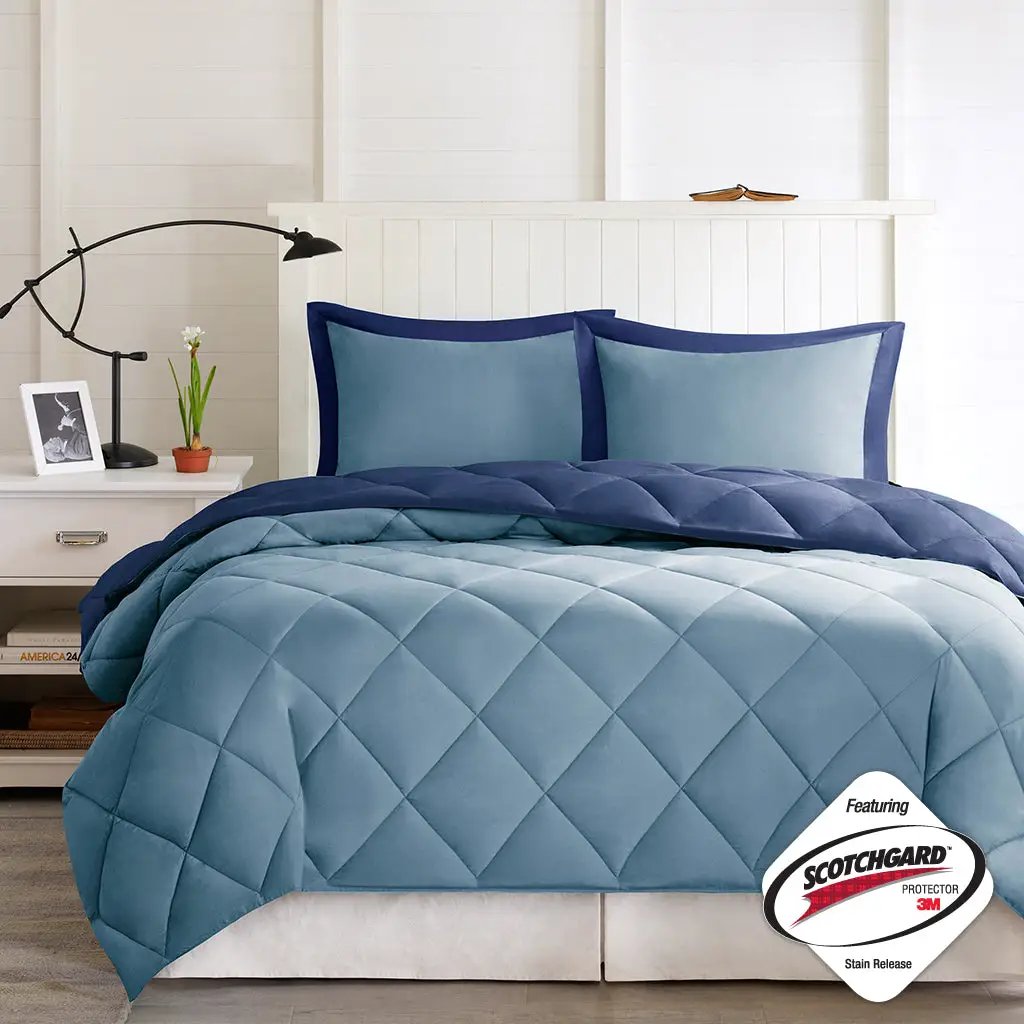 Twin/Twin XL 3M Scotchgard Diamond Quilting Reversible Down Alternative Comforter Set by HouseOfZazla