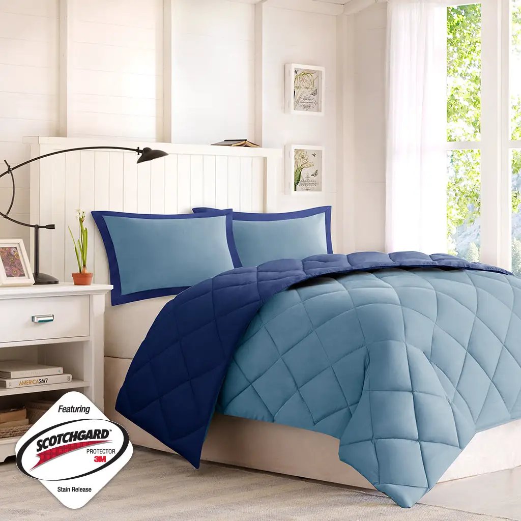 Twin/Twin XL 3M Scotchgard Diamond Quilting Reversible Down Alternative Comforter Set by HouseOfZazla