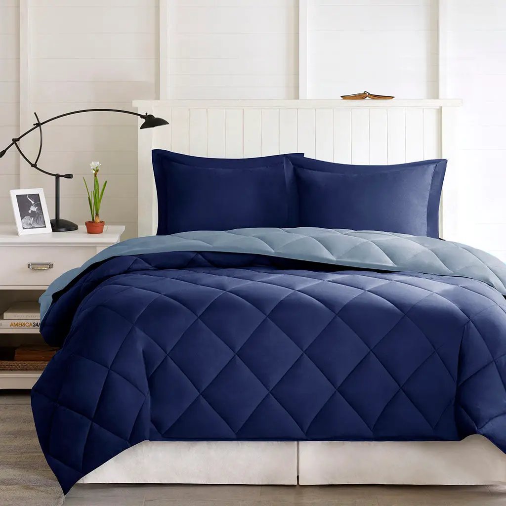 Twin/Twin XL 3M Scotchgard Diamond Quilting Reversible Down Alternative Comforter Set by HouseOfZazla