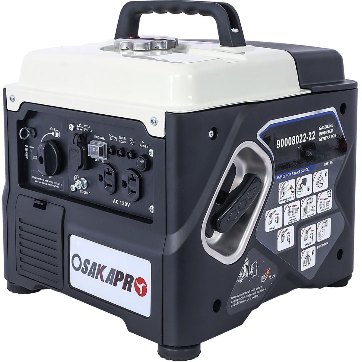 1200W Ultra-Quiet Portable Inverter Generator with Eco-Mode – Aluminum