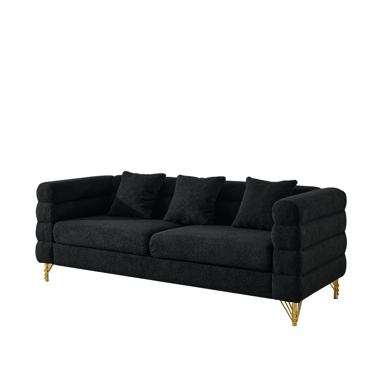 3-Seater + 3-Seater Combination Sofa - Black Teddy by HouseOfZazla