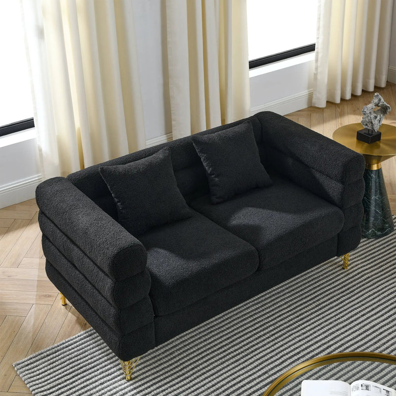 3-Seater + 3-Seater Combination Sofa - Black Teddy by HouseOfZazla