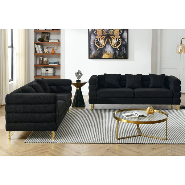 3-Seater + 3-Seater Combination Sofa - Black Teddy, photo 2 of 10