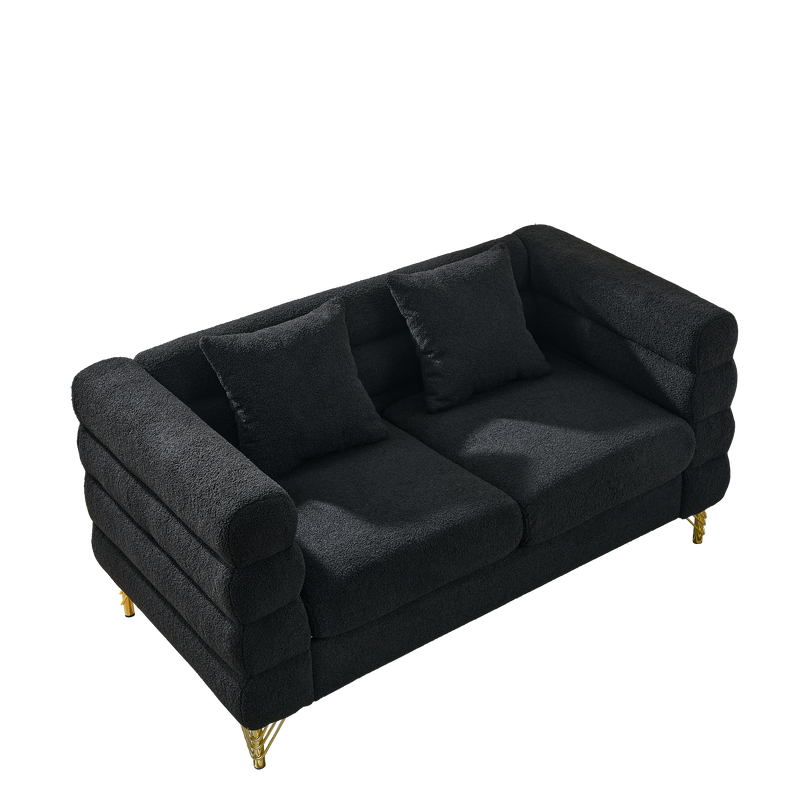 3-Seater + 3-Seater Combination Sofa - Black Teddy by HouseOfZazla