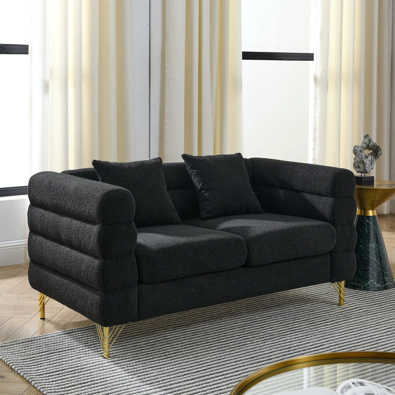 3-Seater + 3-Seater Combination Sofa - Black Teddy by HouseOfZazla