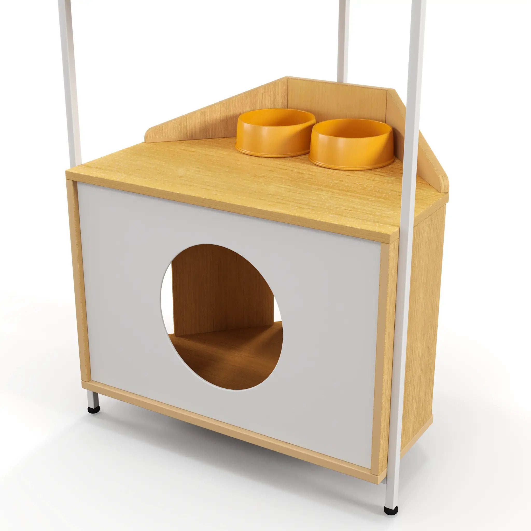 Corner Cat Tower with Scratching Post and Feeding Station by HouseOfZazla
