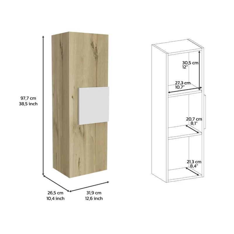 Medicine 38"H Single Door Cabinet, Three Shelves, Light by HouseOfZazla
