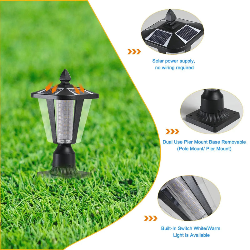 15" Solar Powered Outdoor Lantern, Modern Garden Light by HouseOfZazla