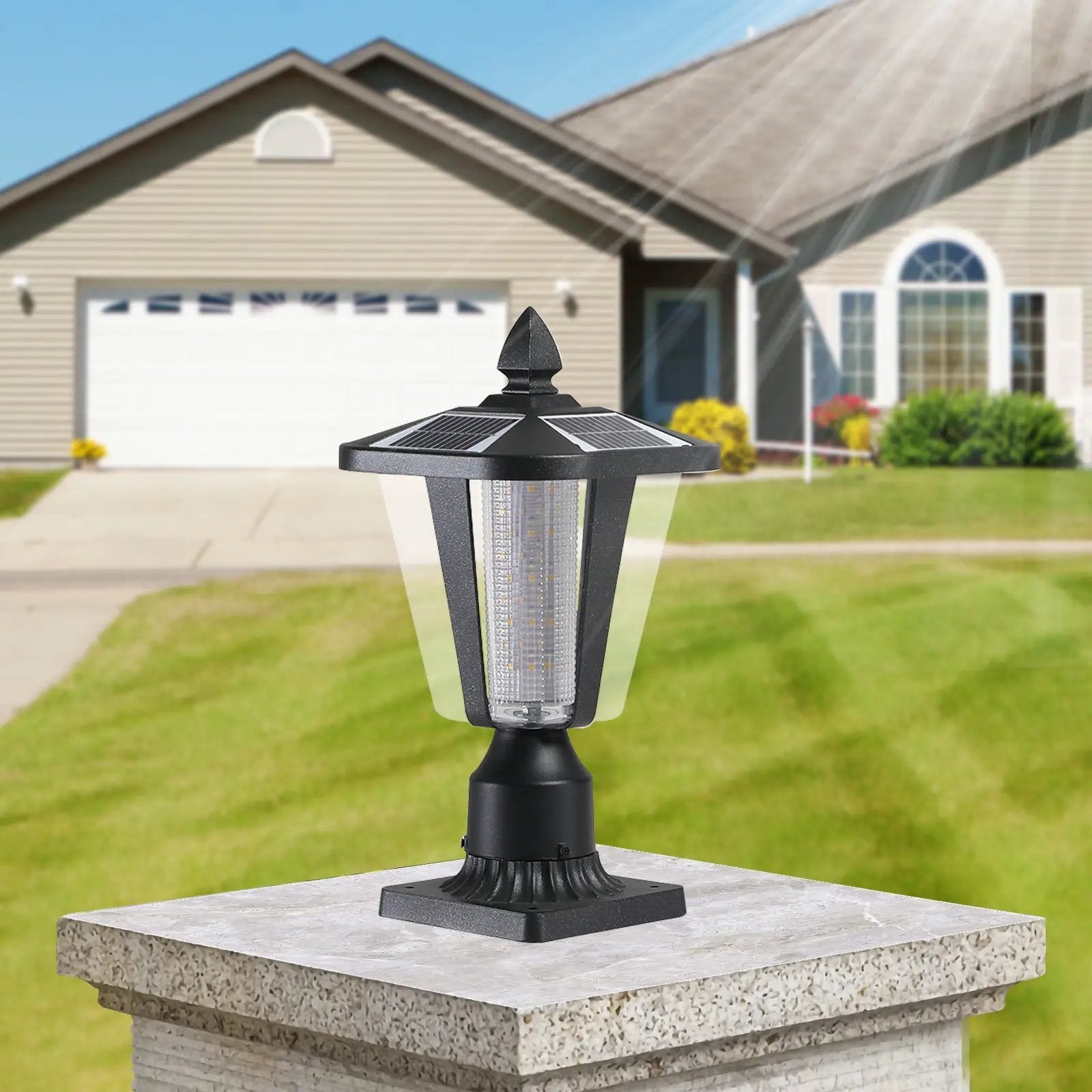 15" Solar Powered Outdoor Lantern, Modern Garden Light by HouseOfZazla
