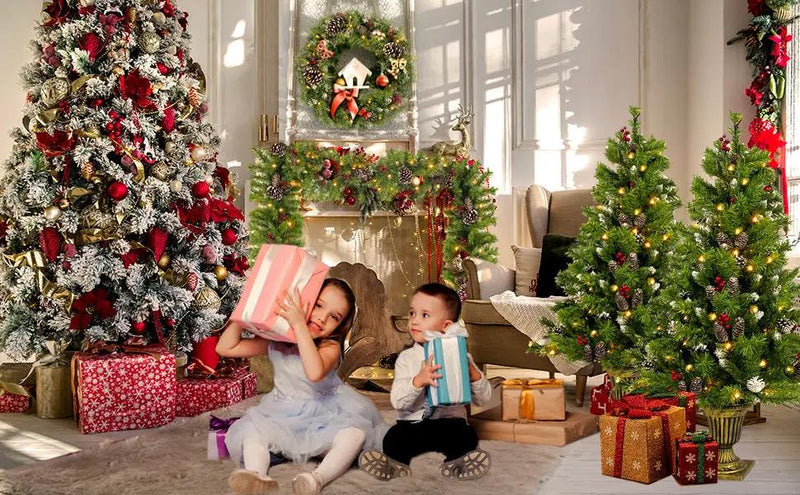 Pre-lit Xmas Tree Artificial Christmas 4-Piece Set by HouseOfZazla