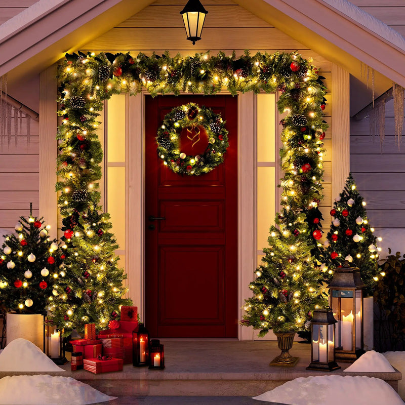 Pre-lit Xmas Tree Artificial Christmas 4-Piece Set by HouseOfZazla