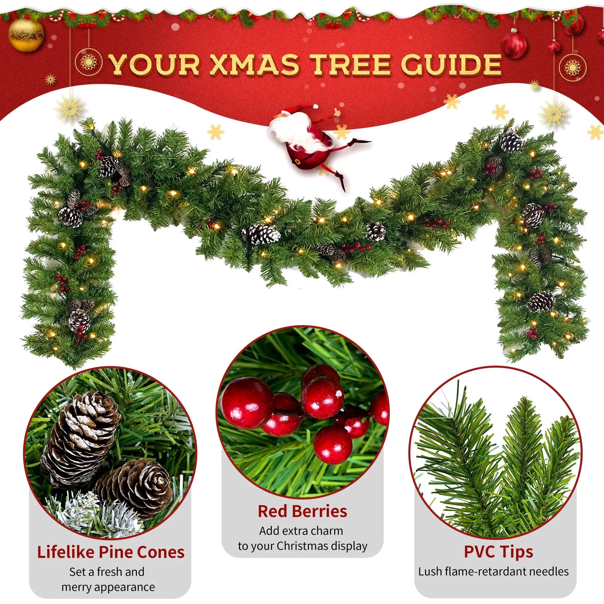 Pre-lit Xmas Tree Artificial Christmas 4-Piece Set by HouseOfZazla