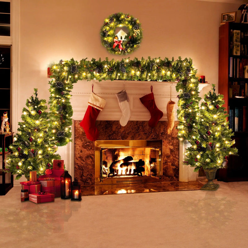 Pre-lit Xmas Tree Artificial Christmas 4-Piece Set by HouseOfZazla