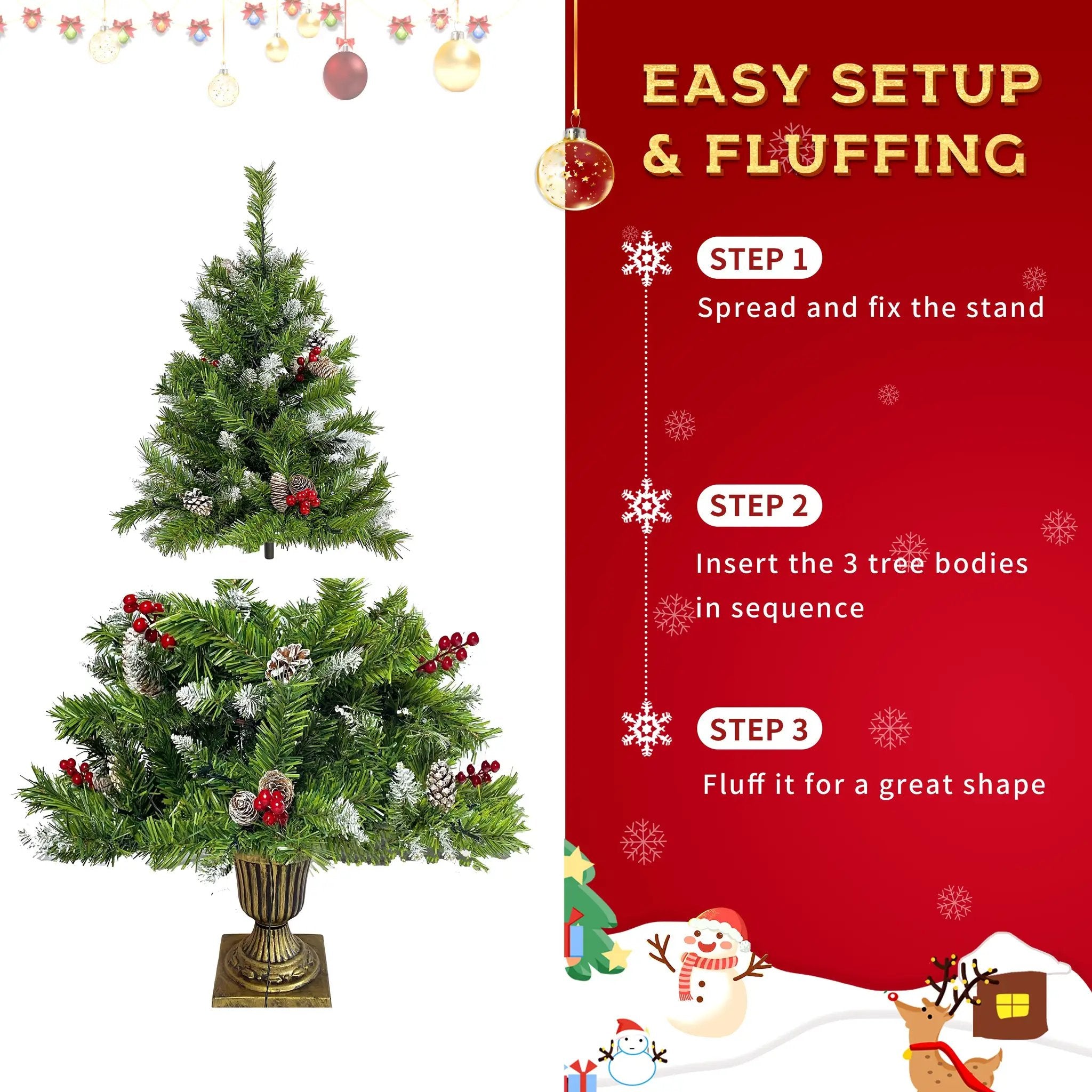 Pre-lit Xmas Tree Artificial Christmas 4-Piece Set by HouseOfZazla