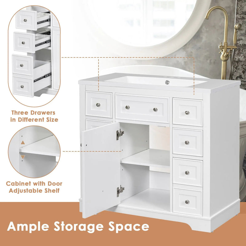 36" Bathroom Vanity without Sink, Cabinet Base Only by HouseOfZazla