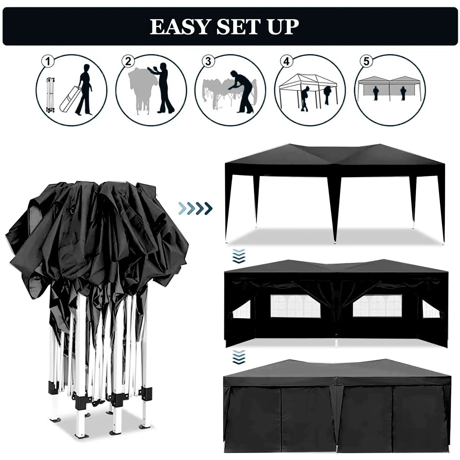 10'x20' EZ Pop Up Canopy Tent with Removable Sidewalls by HouseOfZazla