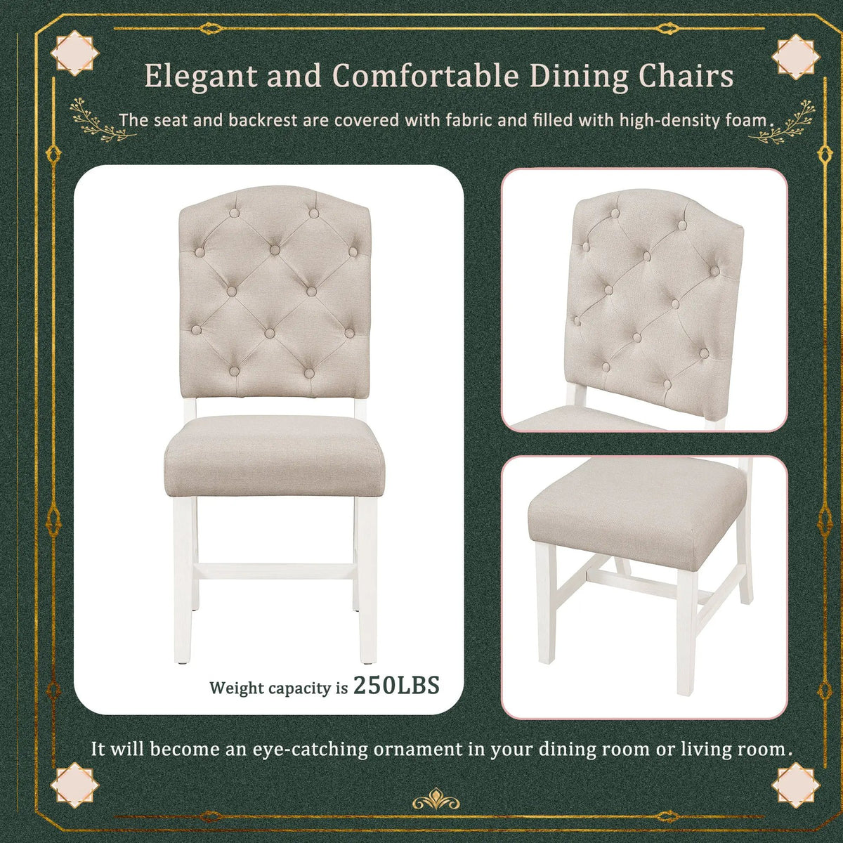 TREXM Retro Style Dining Chair Set with 4 Upholstered Chairs by HouseOfZazla