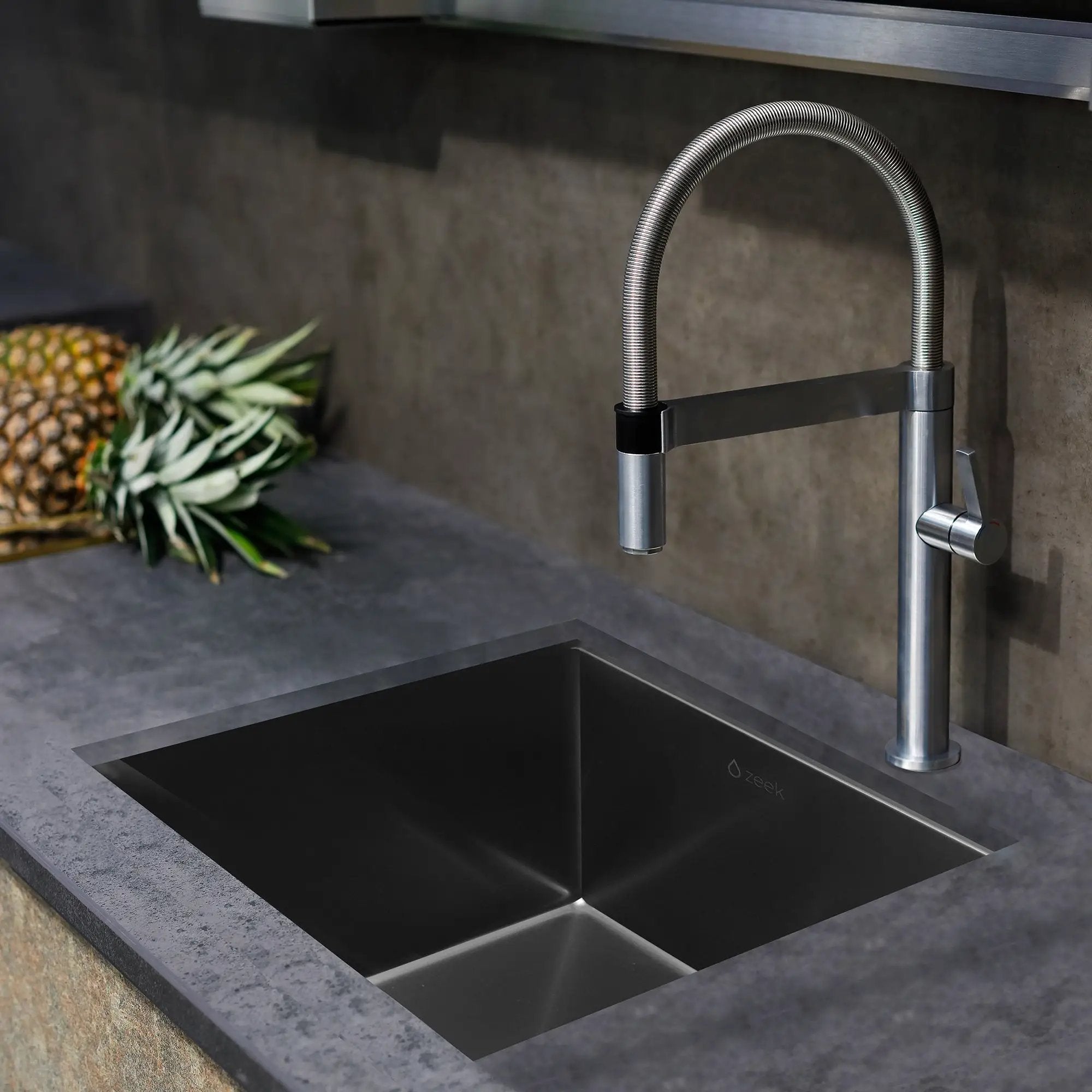 Zeek 15 x 17 Inch Gunmetal Undermount / Drop-In Workstation Sink for RV or Wet Bar 16G Stainless Steel ZW-B157 by ZEEK