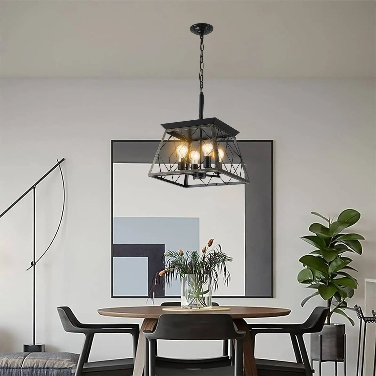 16" Black Gold Industrial Pendant Chandelier by HouseOfZazla