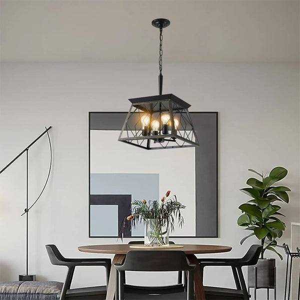 16" Black Gold Industrial Pendant Chandelier