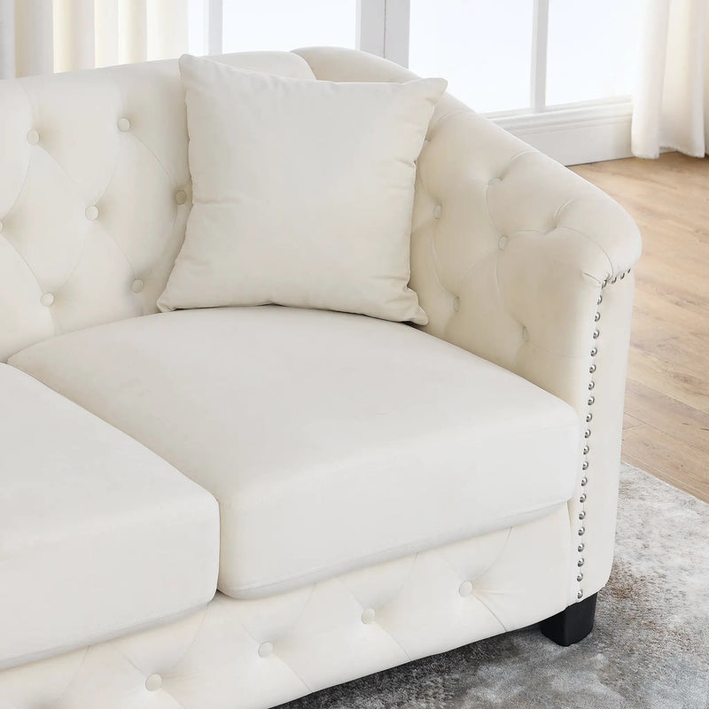 77-Inch Modern Chesterfield Velvet Sofa by HouseOfZazla