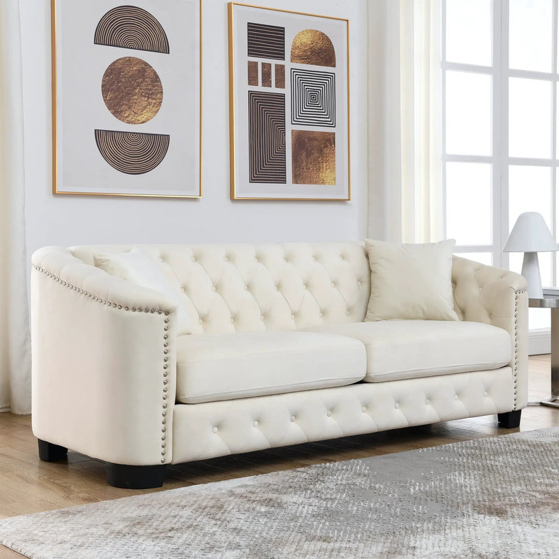 77-Inch Modern Chesterfield Velvet Sofa by HouseOfZazla