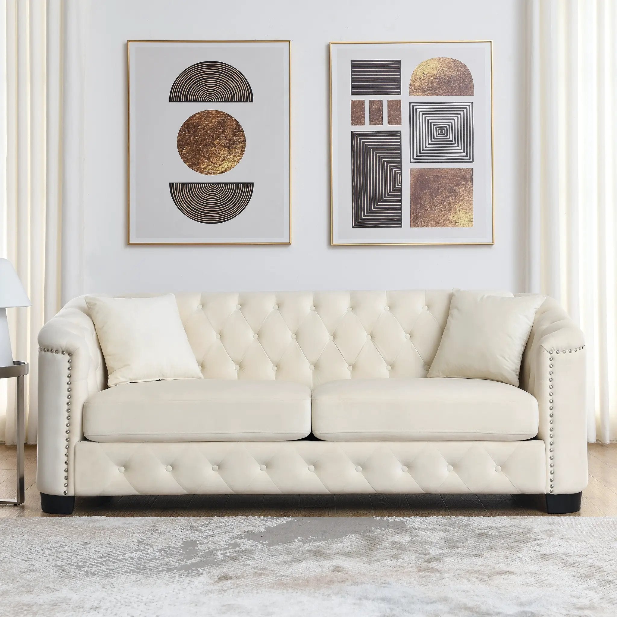 77-Inch Modern Chesterfield Velvet Sofa by HouseOfZazla